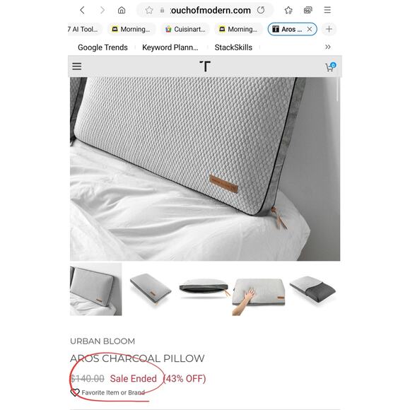 MEMORY FOAM CHARCOAL ANTI-BACTERIAL PILLOW ODOR ELIMINATING VENTILATED GREY 1 - Picture 5 of 6